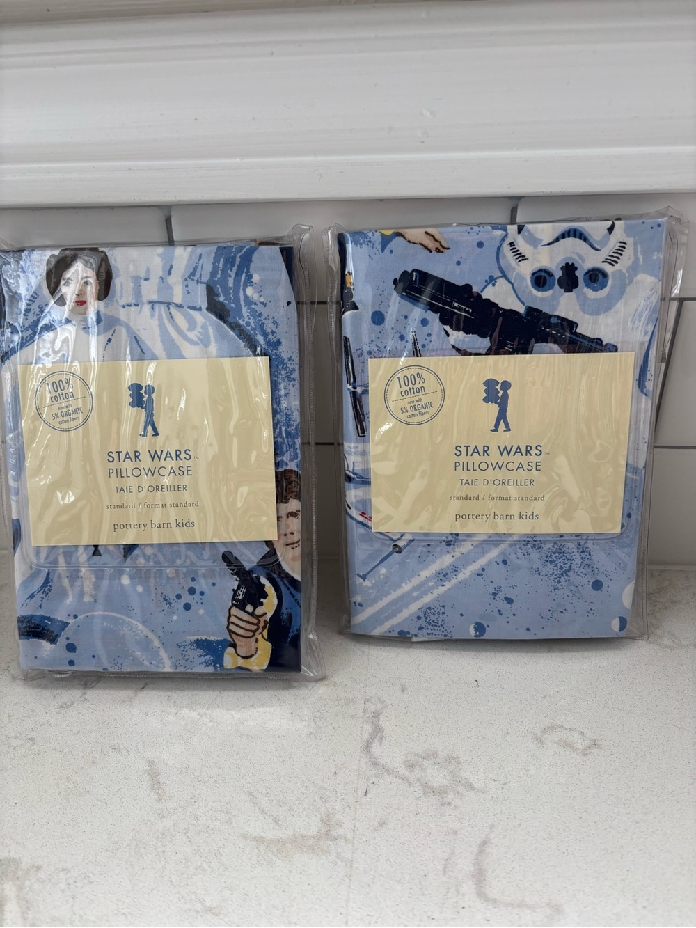 Pottery Barn Kids Star Wars Blue and White Pillowcase set of 2